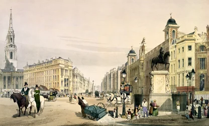 Vue de Charing Cross vers le Strand, 1842